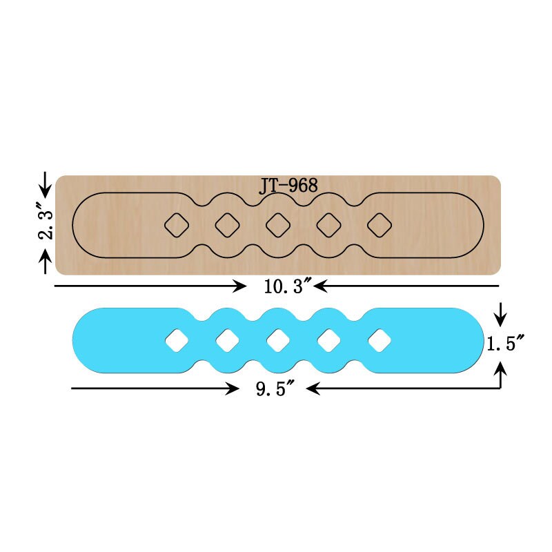 Leather Bracelet Cutting Die, 9.5 INCH, Diamond Shape Cutout