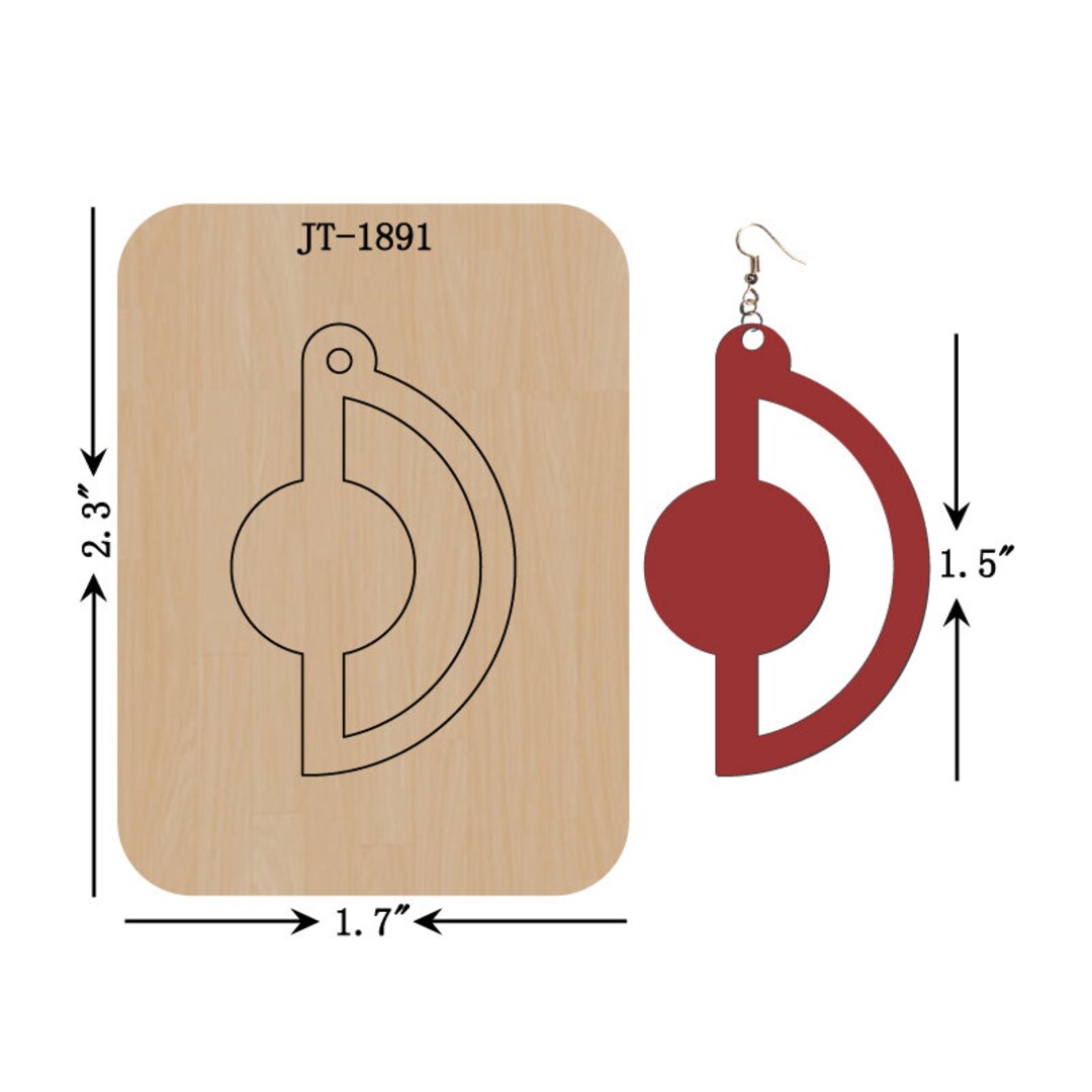Geometric Leather Earring Die, 1.5-inch, Sizzix Compatible, JT1891