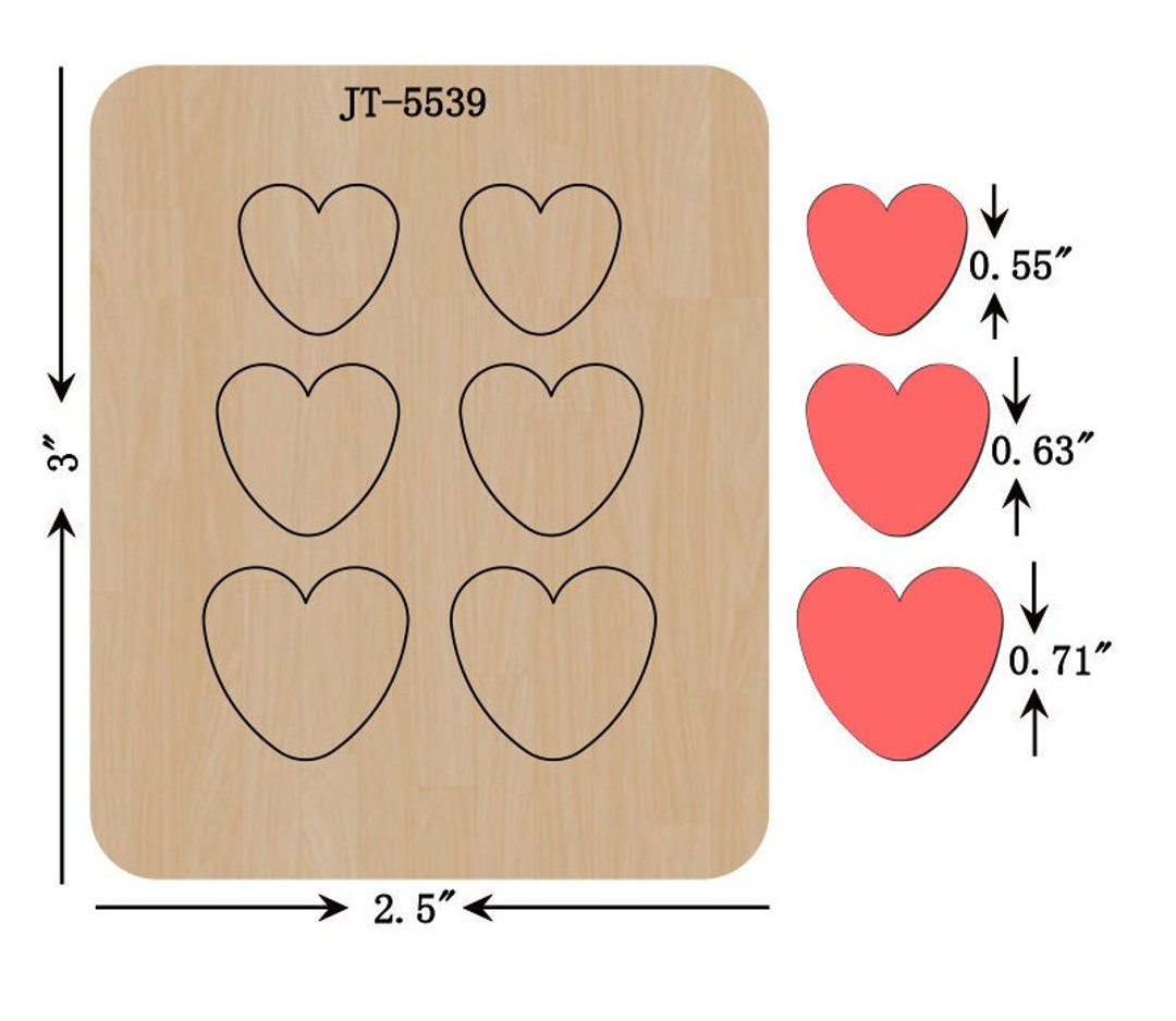 Heart Stud Leather Earring Cutting Die, 0.55 - 0.63 - 0.71 INCH