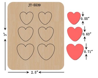 Heart Stud Leather Earring Cutting Die, 0.55 - 0.63 - 0.71 INCH