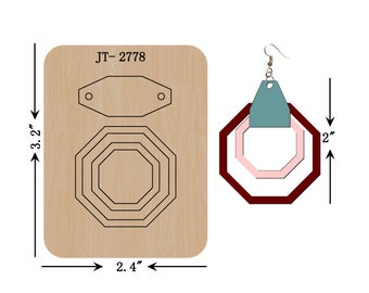 Leather Earring Cutting Die, 2 INCH, Thin Nesting Hexagon