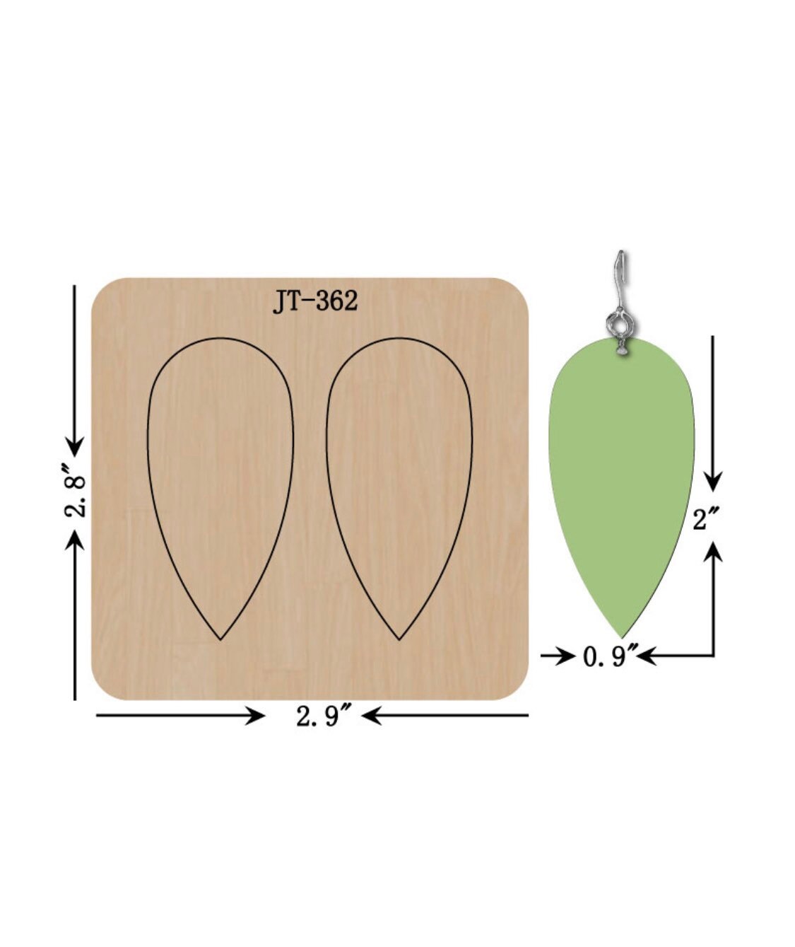 Leather Earring Cutting Die, 2 INCH, Teardrop Earring Die