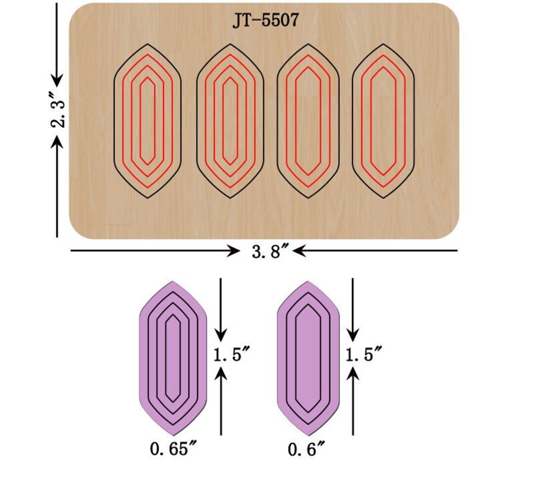Embossed Loop Leather Earring Connector Die, 1.5 X 0.60 / 0.65