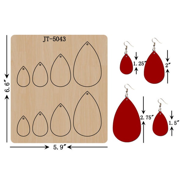 Leather Earring Cutting Die, Combo Teardrop Earring Die, Orange Foam, Sizzix Compatible, JT5043