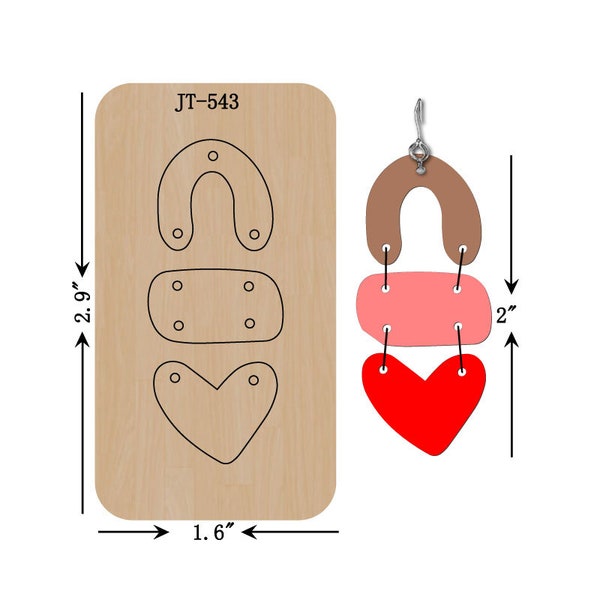 Heart Bar Arch Leather Earring Cutting Die, 2 INCH, Sizzix Compatible, JT543