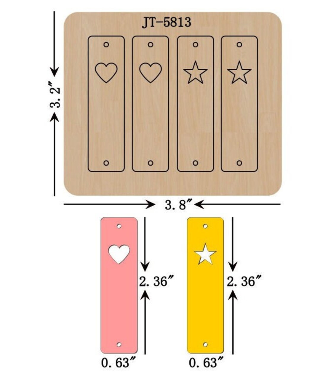 Leathercraft Cutting Die, 2.36 X 0.63 INCH, Heart and Star