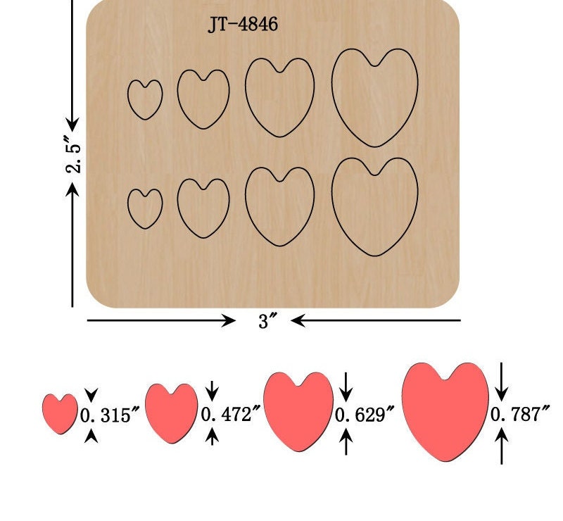 Small Heart Petal Leather Cutting Die, Multiple Size, Sizzix