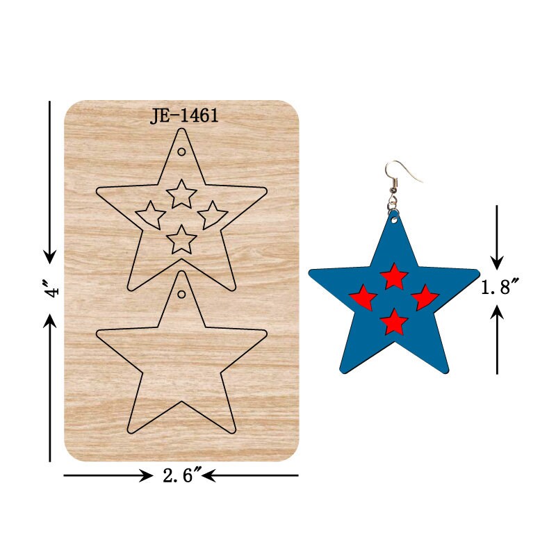 Leather Earring Cutting Die,1.75 INCH, Star Earring Die, Sizzix Compatible, JE1461