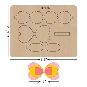 Scalloped Heart Hair Bow Cutting Die, 3 INCH, Sizzix Compatible, JT126