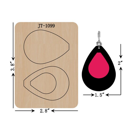 Leather Earring Cutting Die, INCH, Teardrop Earring Die,sizzix