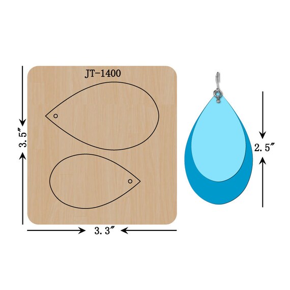Leather Earring Cutting Die, INCH, Teardrop Earring Die, Sizzix  Compatible, JT1400