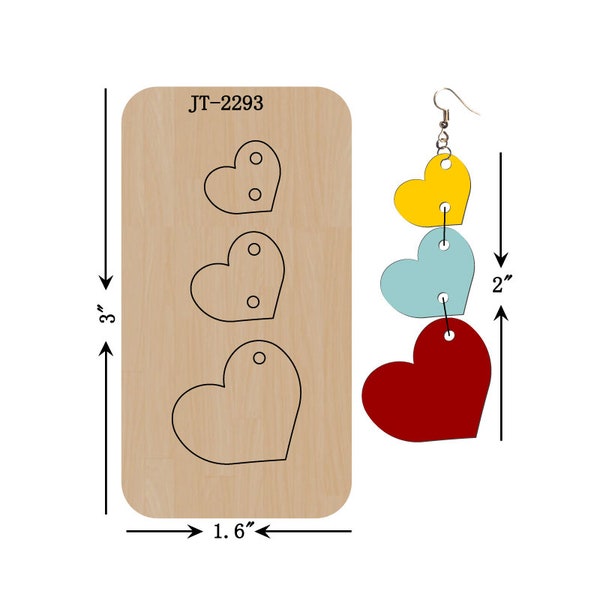 Troquel para pendientes de cuero Trio Heart, 2 pulgadas, compatible con Sizzix, JT2293