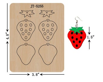 Leather Earring Cutting Die, 1.5 X 1.25 INCH, Strawberry Earring Die, Orange Foam, Sizzix Compatible, JT5255