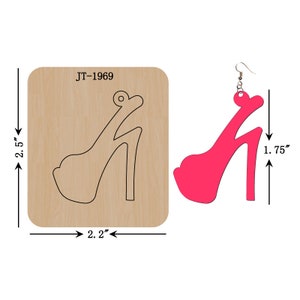 Leather Earring Cutting Die, 1.75 INCH, Small Pump High Heel Shoe Earring Die, Sizzix Compatible, JT1969