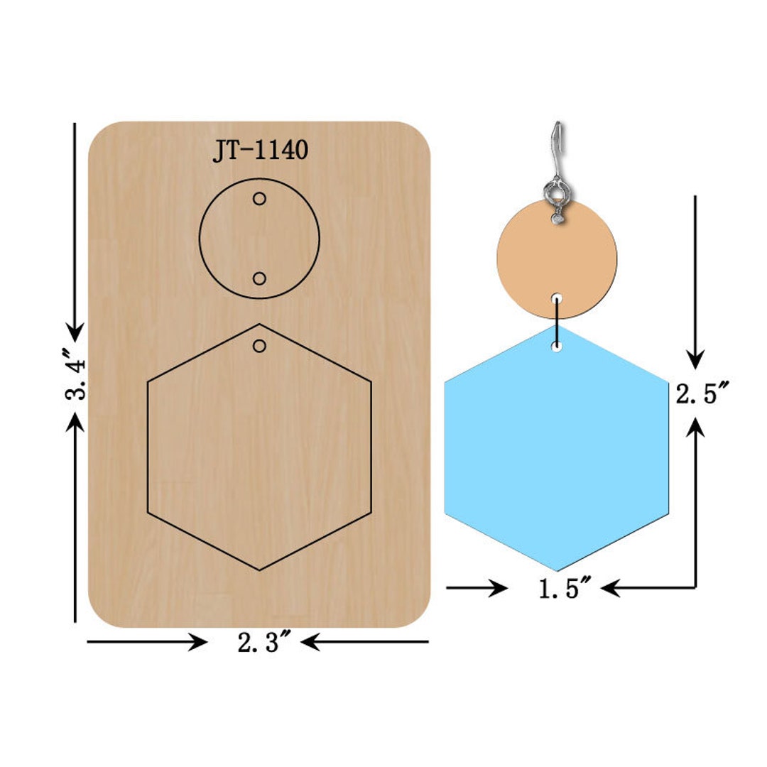 deeeerページ Hexagon Leather Earring Die, 2.5 Inch, Sizzix Compatible, JT1140