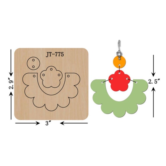 Leather Earring Cutting  Die Scallop Bar Earring Sizzix Compatible   Manual Leather Cutting JT1389