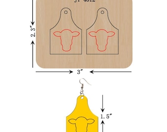 Embossed Cow Tag Leather Earring Die, 1.5 Inch, Sizzix Compatible, JT4612