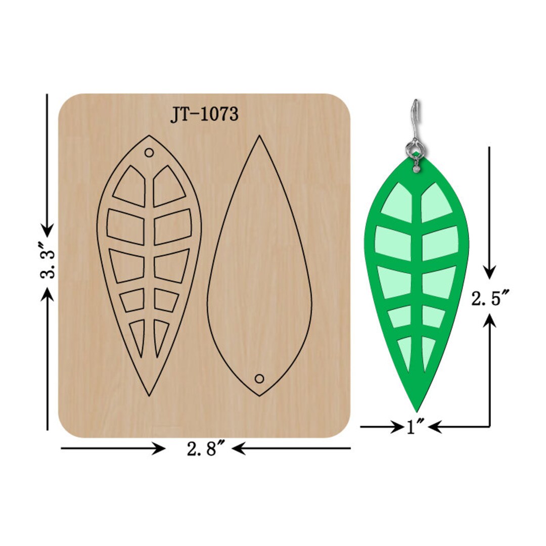 Leaf Earring Cutting Die, 2.5 Inch, Sizzix Compatible, JT1073