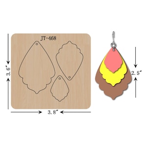 Scalloped Teardrop Leather Earring Die: 2.5 Inch, Sizzix Compatible