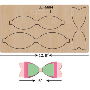 Hair Bow Cutting Die, 6 X 2.25 INCH, Sizzix  Compatible, JT5884