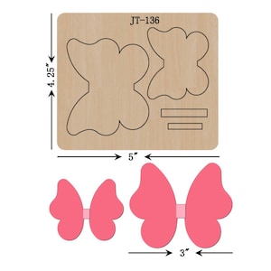 Butterfly Hair Bow Cutting Die, 3 INCH, Orange Foam, Sizzix  Compatible, JT136