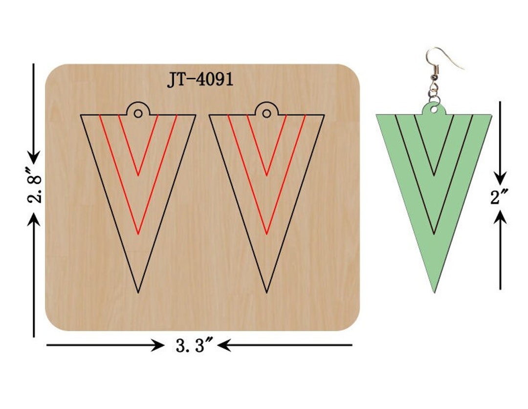 Embossed Abstract Triangle Leather Earring Die, 2-inch, Sizzix