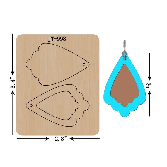 Leather Earring Cutting Die, INCH, Scalloped Teardrop Earring