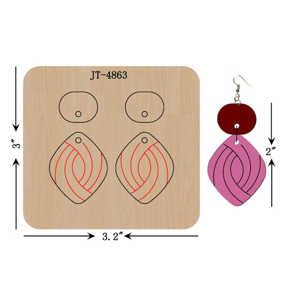 Troquel para aretes de cuero con forma de lágrima abstracta en relieve, 5 cm, compatible con Sizzix, JT4863