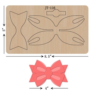 Hair Bow Cutting Die, 4 INCH, Sizzix  Compatible, JT116