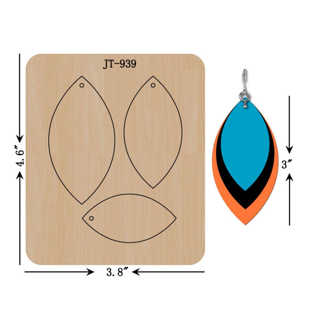 Leather Earring Die, 3 INCH Trio Leaf Earring , Manual Leather Cutting