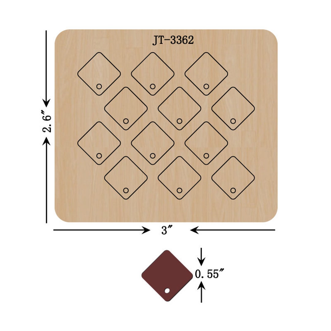 Short Rhombus Leather Earring Connector Die, 0.55 INCH/ 14MM