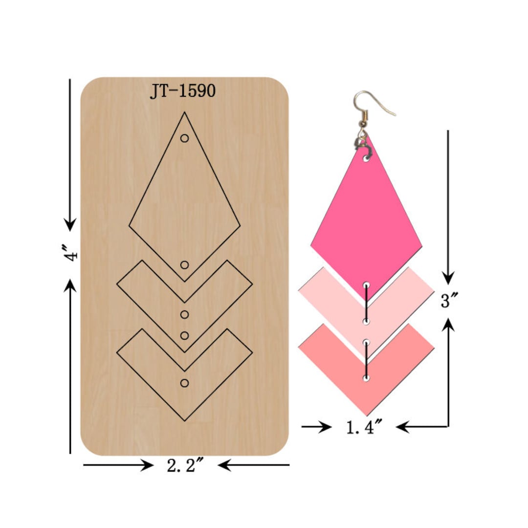 Leather Earring Cutting Die, 3 INCH, Chevron Earring Die, JT1590 Etsy