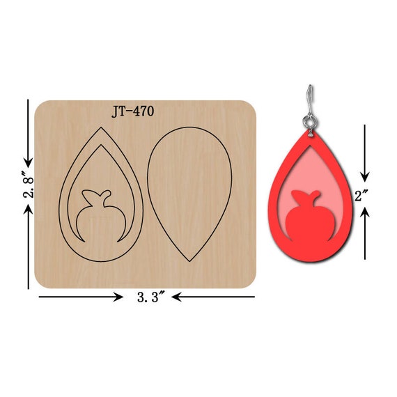Leather Earring Cutting Die, INCH, Apple Earring Die, Sizzix