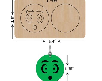 Leather Earring Cutting Die, Face Expression, 1.75 Inch, Sizzix Compatible, JT686