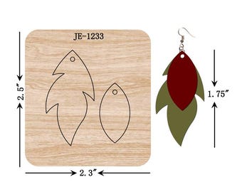 Feather Leather Earring Die, 1.75 INCH,  Sizzix Compatible, JE1233