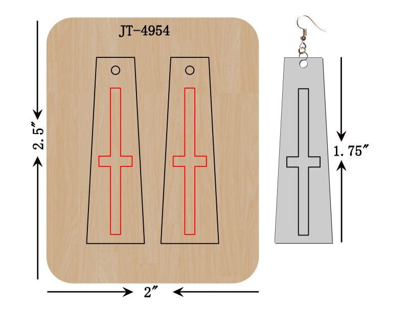 ピアス　No.4954 Embossed Cross Leather Earring Die, 1.75 INCH, Sizzix Compatible