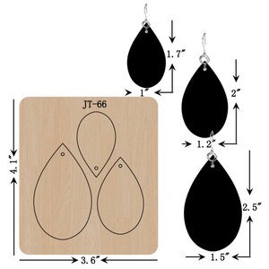 Leather Earring Cutting Die,2.5 INCH, 2 INCH, 1.7 INCH, Teardrop Earring Die, Orange Foam, Sizzix Compatible, JT66