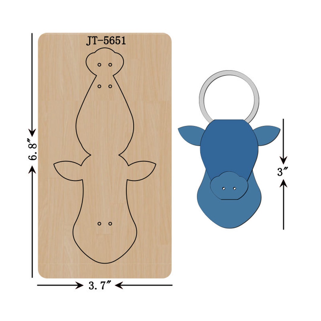 Leather Keychain Cutting Die, 3 INCH, Cow Head Keyring, Orange Foam