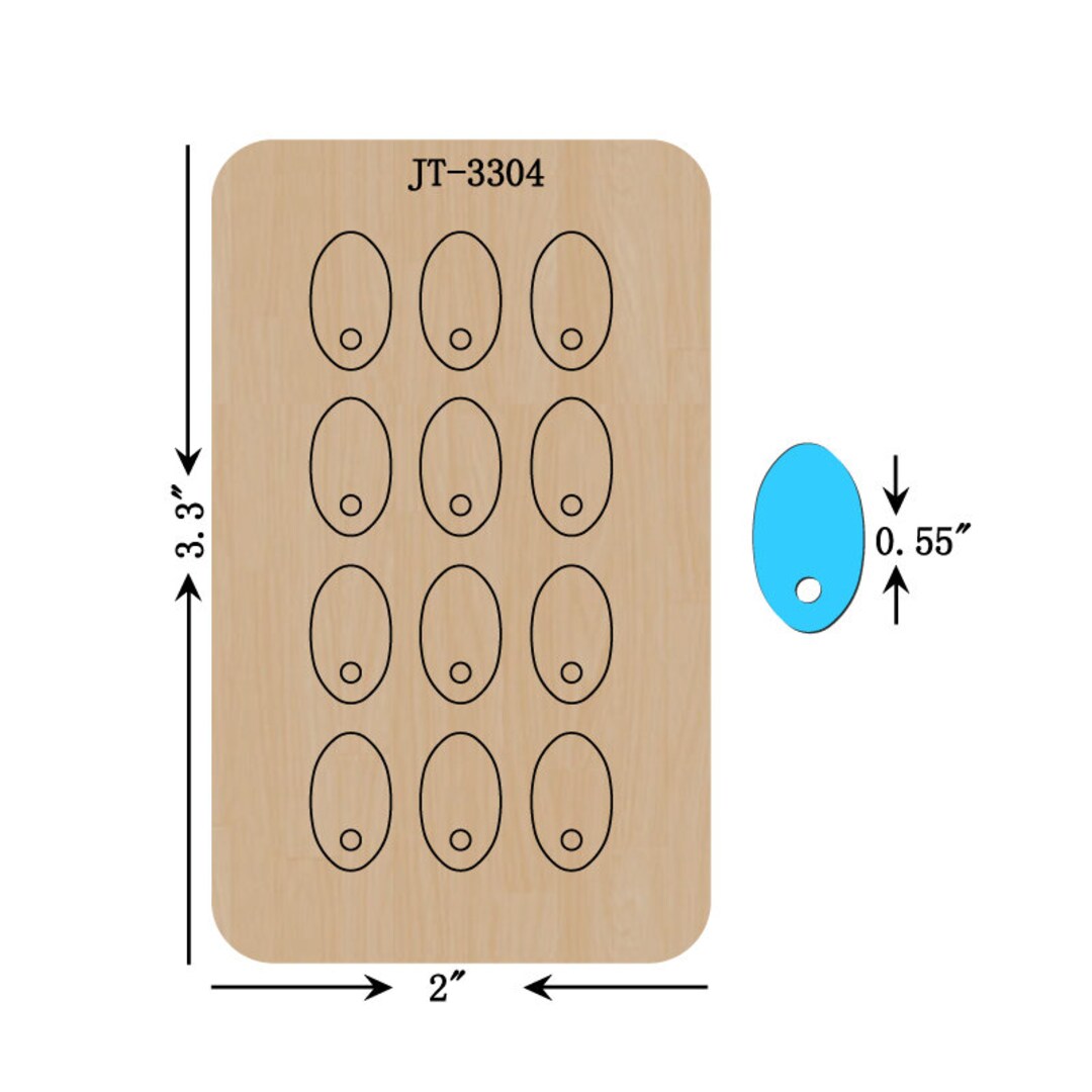 Leather Earring Cutting Die, 14MM, (0.55 INCH), 1 Hole, Oval