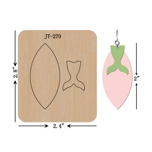 Leather Earrings Cutting Die, 2 INCH, Mermaid Tail Earring Die, Sizzix Compatible, JT270