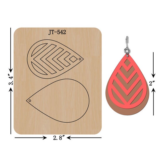 Leather Earring Cutting Die, INCH, Chevron Teardrop Earring Die