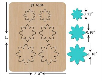 Flower Leather Earring Die, 0.71-0.98-1.18 Inch, Sizzix Compatible, JT5184