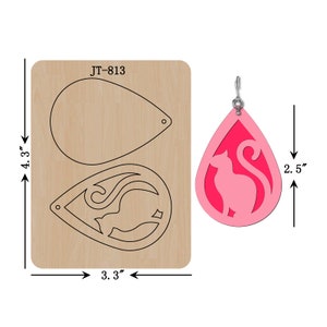 Cat Teardrop Leather Earring Cutting Die - 2.5 Inch - Sizzix Compatible