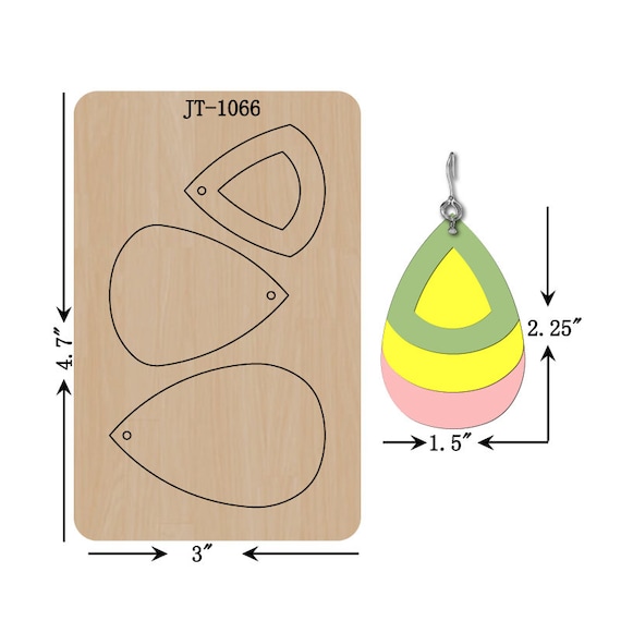 Leather Earring Cutting Die, INCH, Stacked Teardrop Earring