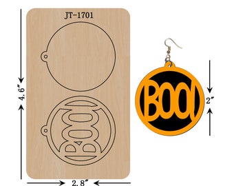 Leather Earring Cutting Die, 2 INCH, BOO Earring Die, Sizzix Compatible, JT1701