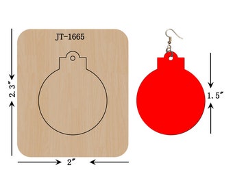 Ornament Leather Earring Cutting Die, 1.5 INCH, Christmas Earring, Sizzix Compatible, JT1665