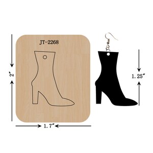 Leather Earring Cutting Die, 1.25 INCH, Small High Heel Boot Shoe Earring Die, Sizzix Compatible, JT2268