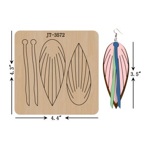 Leather Earring Cutting Die, 3.5 INCH, Fringe Earring Die, Sizzix Compatible, JT3572