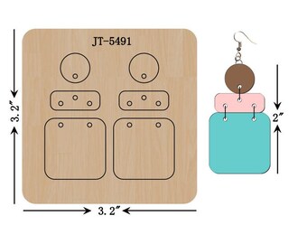 ピアス　No.4302 Curve Square Leather Earring Die, 2 INCH, Sizzix Compatible