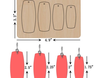Multiple Bars Leather Earring Cutting Die, 2.5 -2.25-2-1.75 INCH, Orange Foam, Sizzix Compatible, JT1037